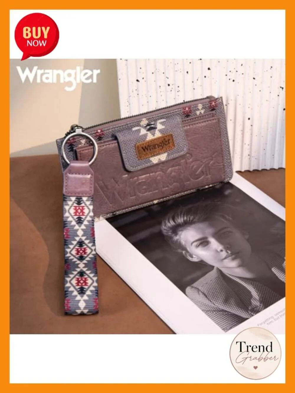 Western Wristlet Wallet with RFID Blocking and Credit Card Slots - Picture 5 of 6
